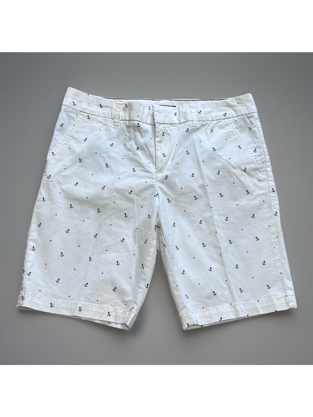 Tommy Hilfiger Women's White Red Blue Hollywood Anchor Bermuda Shorts Size 8